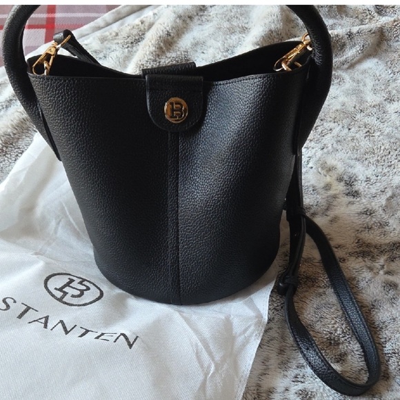 3-Fer Black Leather Bostanten Bucket Bag NWOT - Picture 3 of 14